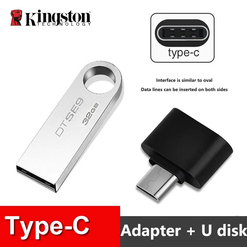 Kingston Железный человек Пикачу Флешка Usb флеш-накопитель карта памяти 2,0 DTSE9H 32 Гб 16 Гб персональный накопитель DIY логотип usb - Цвет: DTSE9-black-Type-c