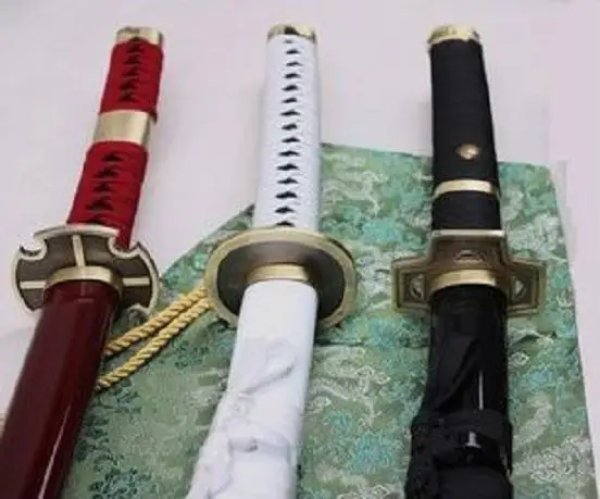 

S2733 JAPANESE ANIME ONE PIECE RORONOA ZORO SHUSUI WADO ICHIMONJI YUBASHIRI SANDAI KITETSU SWORD SHINY HAMON BLADES 41.1" LOT 3
