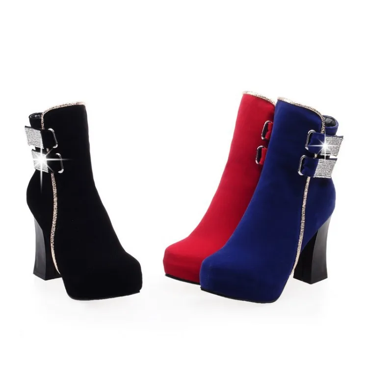 Дамские Зимние ботильоны по щиколотку на высоком каблуке botas masculina zapatos botines mujer chaussure femme, женские ботинки, 2-3
