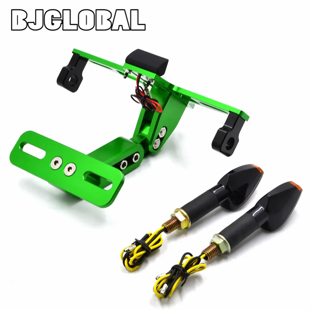 Universal Adjustable CNC Motorcycle License Number Plate Holder With Turn Signal Light For Honda Yamaha kawasaki