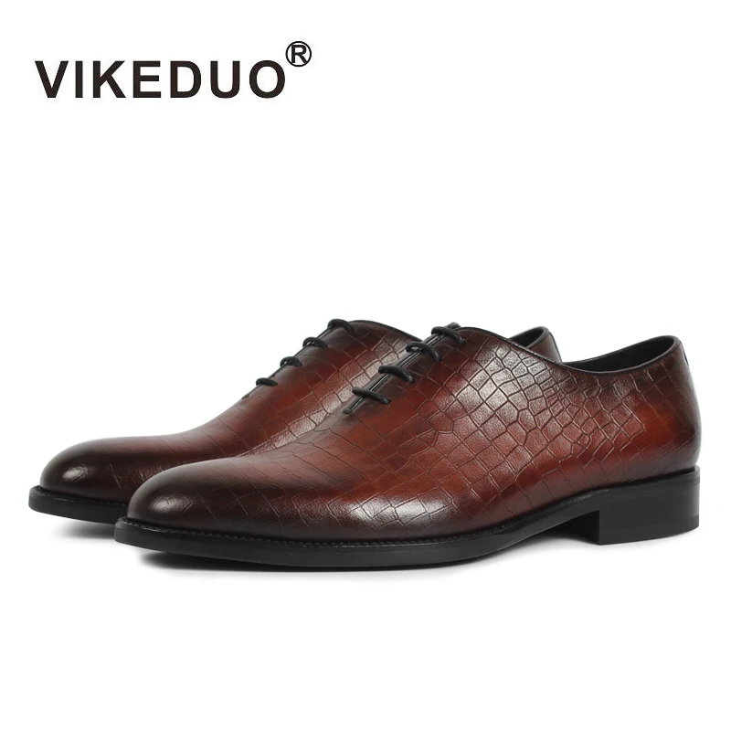 VIKEDUO/2020 Винтажная официальная обувь Мужская в клетку Свадебная для офиса из