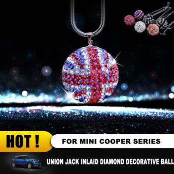 

Car RearView Mirror Crystal Bling Diamond Round Ball Pendant Hanging Decoration for Mini COOPER JCW S One Countryman Clubmam F55