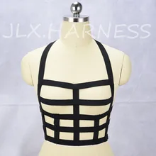 JLX. Жгут черный/белый бондаж ремни Bralette жгут нижнее белье в готическом стиле нижнее белье вампир готический клетка бюстгальтер Rave одежда O0436