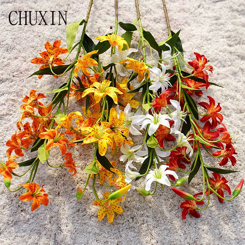 80cm NEW Single Branch Lily String Flower Rattan DIY Home Living Room Decoration Artificial Wedding Table Decor | Дом и сад