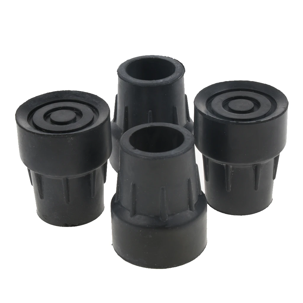 4 Pieces Rubber Trekking Pole Cap Walking Stick Ferrules Chair Foot Cover
