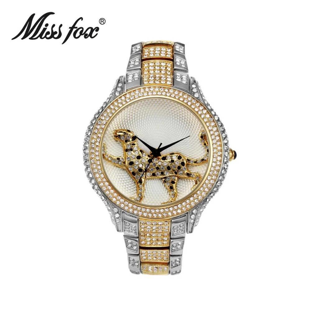 Часы Miss Fox Женские кварцевые брендовые модные водонепроницаемые золотистые