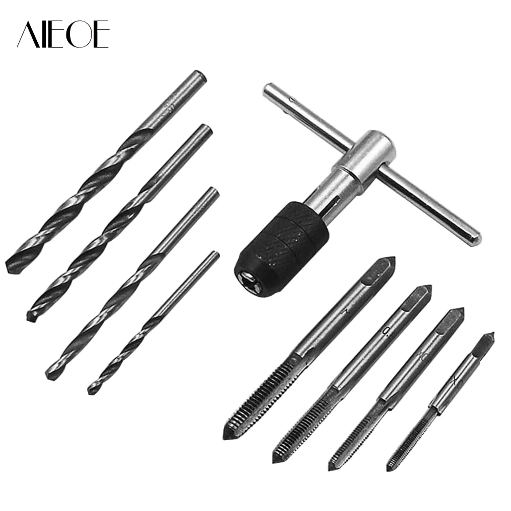 9 шт. Т образный резьбовой кран Reamer Tap & Die Set машина ручной гаечный ключ