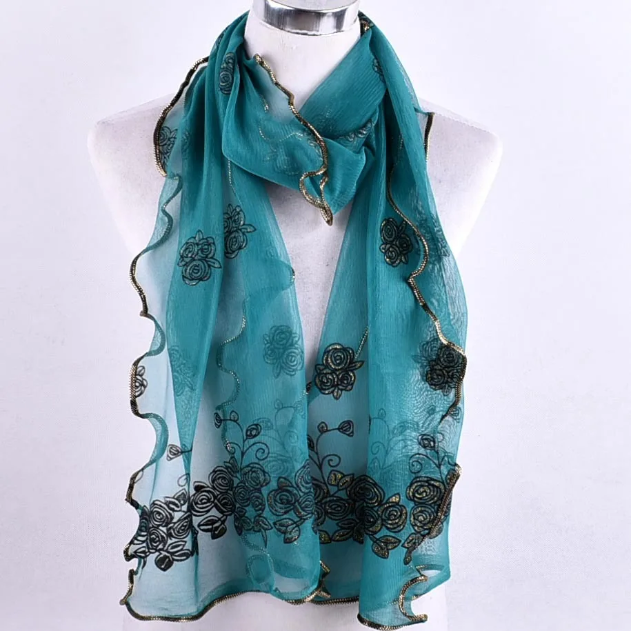 

2019 designer brand women scarf fashion spring summer silk scarves Hollow floral lady shawls and wraps pashmina foulard stoles