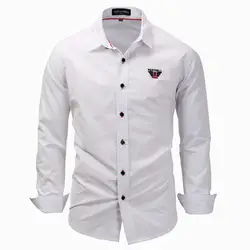 Брендовое платье Для мужчин белая рубашка Повседневное Slim Fit удобная рубашка с длинными рукавами для Для мужчин Camisetas Hombre блузка мужской M-3XL