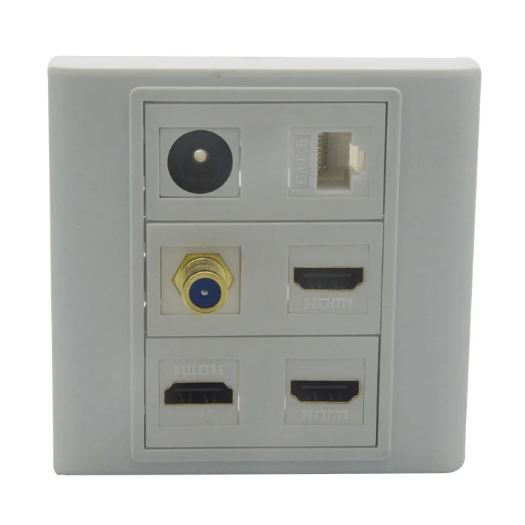 

3 X HDMI, F Head TV, CAT6 RJ45, Toslink fiber audio wall plate with back female to female connector support customer design