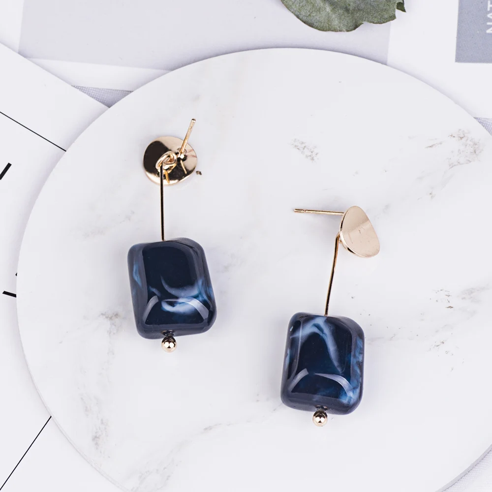Gunalong Trendy Dangle Fashion Resin Earring for Women Long Round Gold Metal Dangling Acrylic Drop Earring Elegant Gifts jewelry (7)