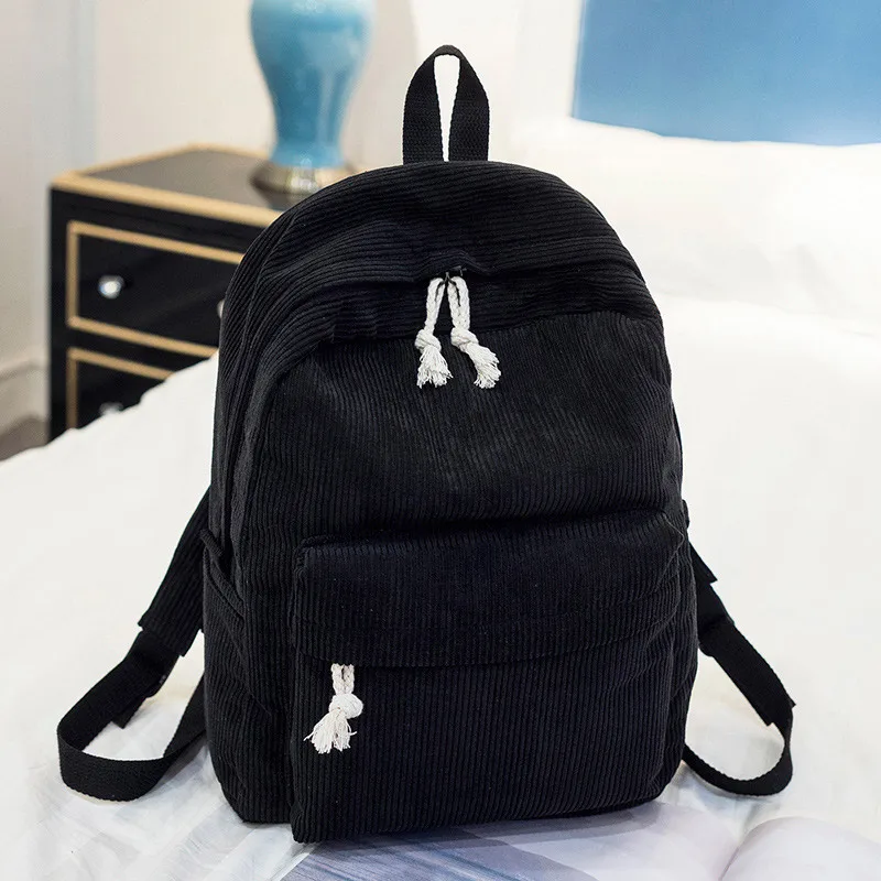 Aosbos женский рюкзак из мягкой ткани, Вельветовая школьная сумка для девочек-подростков, модные повседневные школьные рюкзаки для студентов, сумка для ноутбука - Цвет: Black2