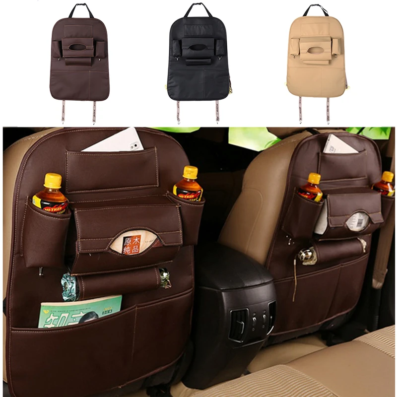 Auto Supplies Car Leather Seat Back Folding Storage Box Multi Use Tools