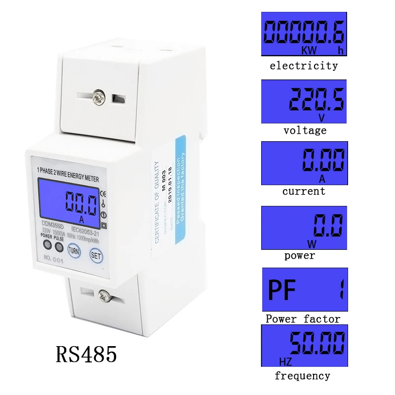 

Remote intelligent single-phase power meter multi-function display power meter AC 5-100A 220V/230V RS485 50HZ/60HZ wattmeter