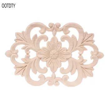 

Wood Carved Flower Corner Onlay Applique Unpainted Frame Cupboard Cabinet Decal Home Furniture Decor Craft 22x14cm