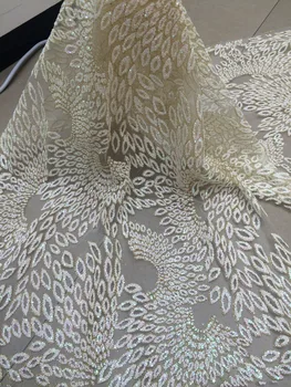 

on sale LJY-52709 with glued glitter tulle lace fabric new style african nigerian net lace for fashion dress