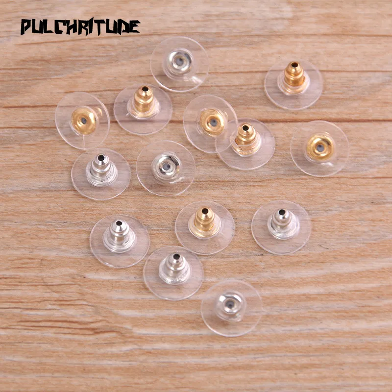 

PULCHRITUDE 60pcs 6*10mm 2 Color Earring Back Plug Cap Nail Accessories Anti-allergic Anti-inflammatory DIY Jewelry Accessories