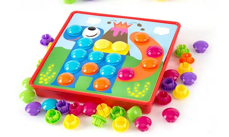 Montessori das Crianças Criativos do Bebê Início de Cabeça Blocos Botões Grandes Cogumelos Unhas Sabedoria Iluminação Brinquedos Inicial Formação Presentes 9 unhas sabedoria iluminação brinquedos criativos do bebê
