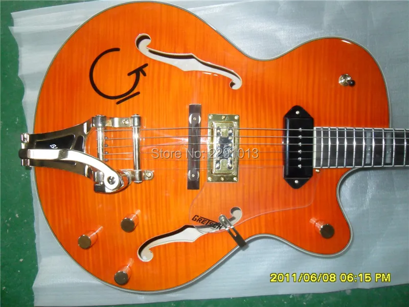 Popular Orange Gretsch Falcon 6120 Semi Hollow Body Jazz Electric Guitar Bigsby Tremolo GOld Hardware Free Shipping Popular Orange Gretsch Falcon 6120 Semi Hollow Body Jazz Electric Guitar Bigsby Tremolo GOld Hardware Free Shipping