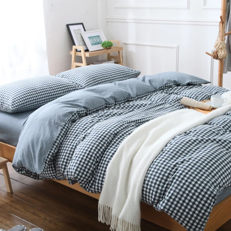 bedding set cotton Spring and summer new pure washing yarn dyed four