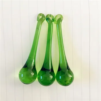 

Hot 16*60mm 100pcs Dark Green Glass Raindrop Crystal Chandelier Pendant For Wedding & Home Hanging Decoration Free Shipping