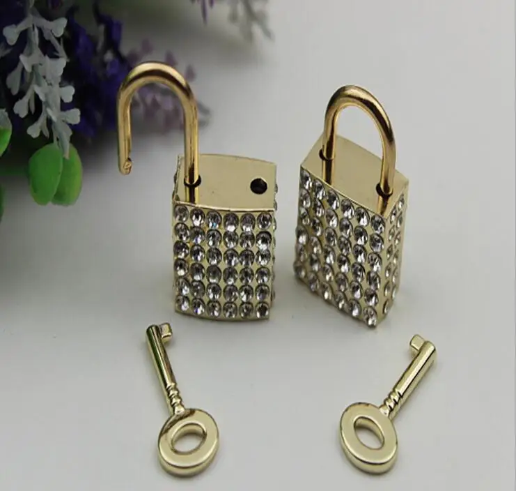 

(6 PCS/lot) DIY bags diamond padlock handbags lock hardware metal accessories