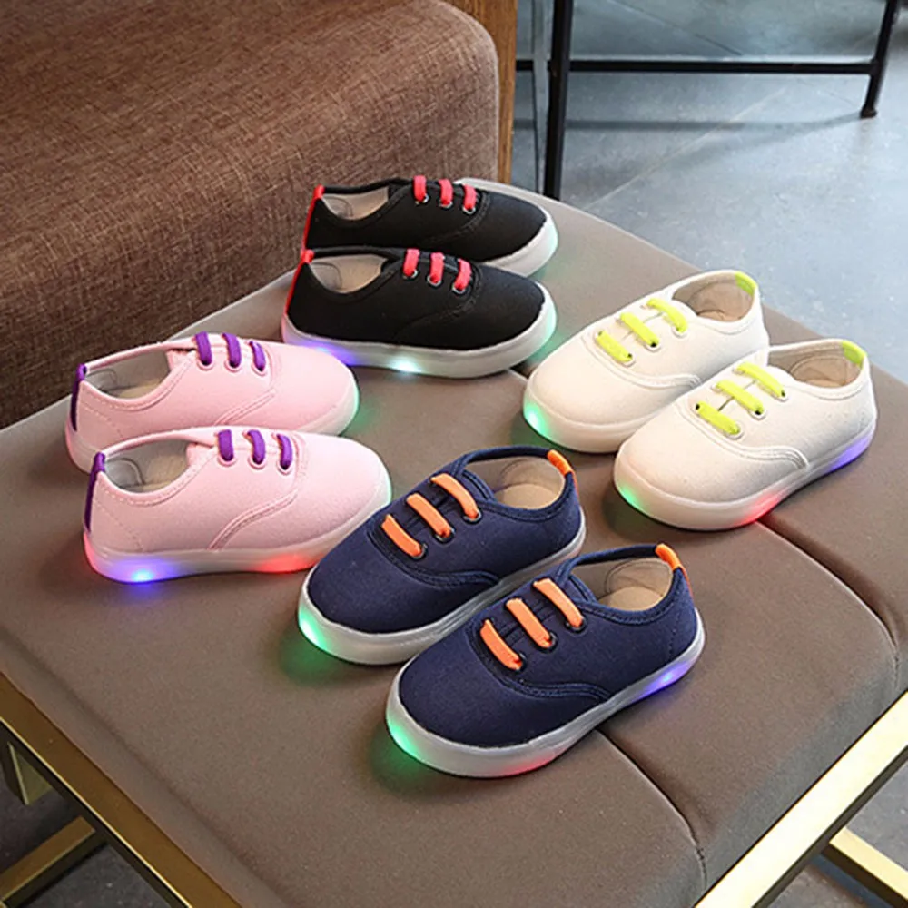 

Children Shoes For Girls Boys Casual Fashion Sneaker Lighted breathable Shoes Children Canvas Sport Led Girls glowing Sneakers