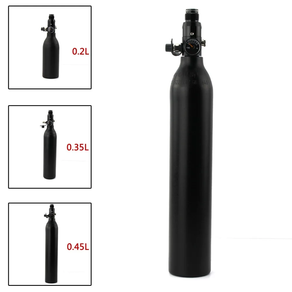 

300bar 4500psi PCP Paintball Pump High Pressure Tank M18x1.5 0.2L 0.35L 0.45L HPA Cylinder with Regulator 850psi 2200psi Output