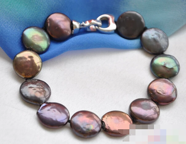 

FREE SHIPPING>>>@@ > 01387 black coin freshwater pearl bracelet