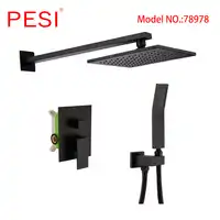 Bathroom Rainfall Shower Faucet Set Single Handle 2/3ways Mixer Tap With 8/10/12 inch Shower Head Wall Mounted,Matte Black.