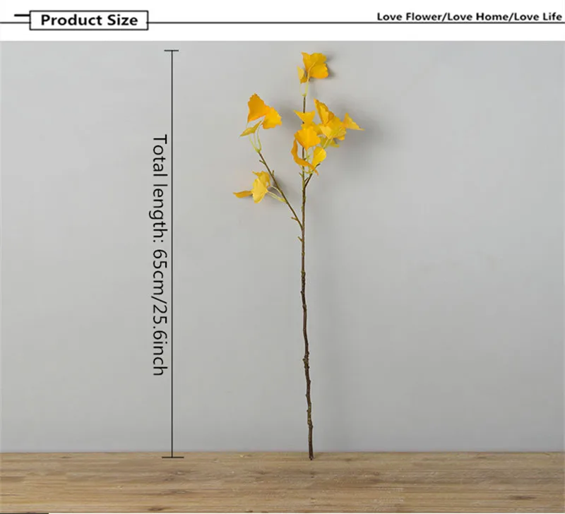 Шелковый Искусственный цветок гинкго билоба в виде осенних листьев, европейский стиль, свадебные украшения для сада, дома, вечерние, гостиницы, 1 шт