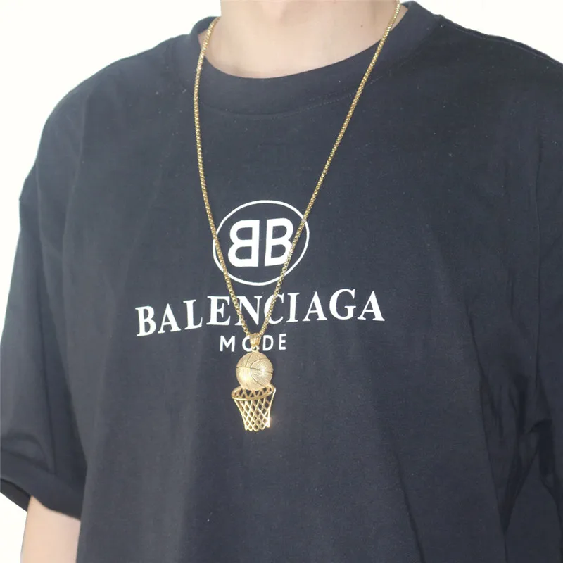 Мяч баскетбол подвеска ожерелье коробка из нержавеющей стали цепь ожерелье Мода Хип-Хоп человек ожерелье подарок на день рождения