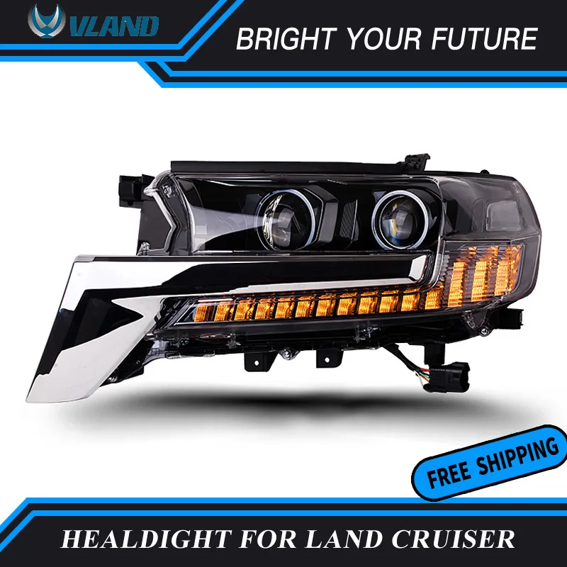 Автомобильная фара для Toyota Land Cruiser LC200 светодиодный головной светильник s DRL Дневной ходовой светильник