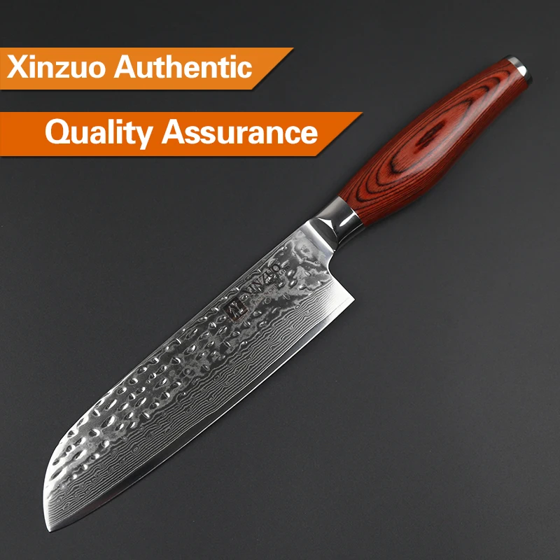 XINZUO 7 дюймов нож Santoku 67 слой Китай нож шеф-повара Дамасская нержавеющая сталь Профессиональный кухонный нож с деревянной ручкой Pakka