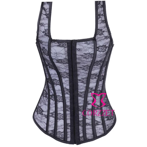 Bustier Sexy Sheer Hollow Out Floral Lace Corsets and Bustiers Gothic