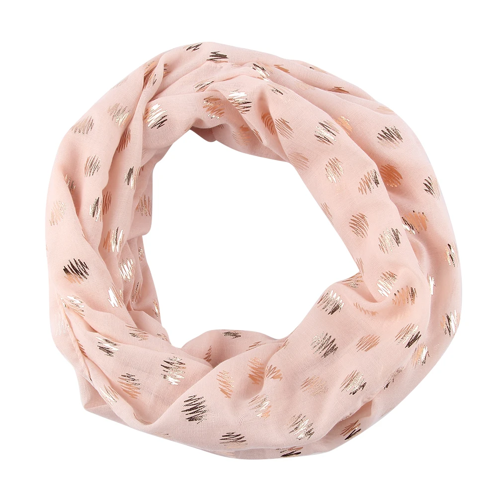 Winfox, Модный женский шарф-снуд, черный, белый, розовый, в горошек, шарфы, кольцо, фольга, золотистый шарф, кольцо-петля, платок для женщин