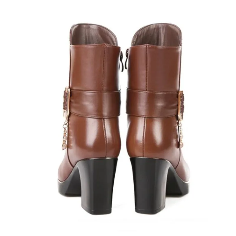 Las Mujer Moda Lana 2018 Zapatos Una Mujeres Cuero Invierno Comodidad marrón Antideslizante Martin Negro Vaca De Botas Nuevas Caliente nqwgBF47