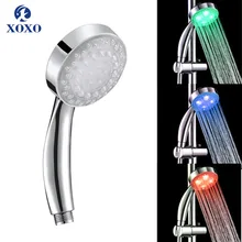  XOXO Colorful LED Shower Head 7 Color Rainfall Shower Head  LED Waterfall Shower Head Romantic Round Bathroom Showerhead PT04 