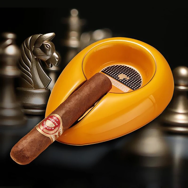 COHIBA керамическая пепельница для сигар один держатель для сигарет круглый пепельный слот белый желтый табак путешествия пепел лоток дома Портативный снаружи