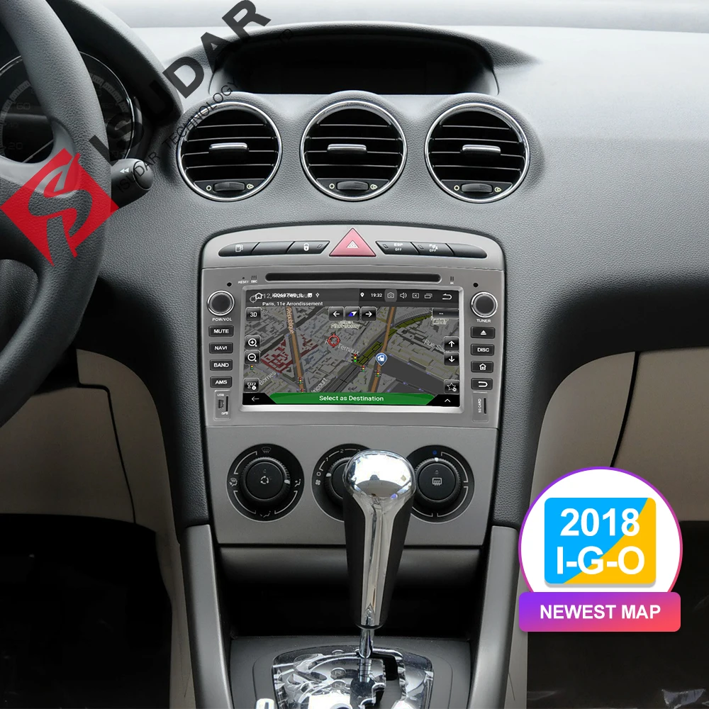 Top Isudar H80 Car Multimedia player Android 8.0 2 Din Autoradio For Peugeot 308/408 For Parrot Bluetooth Voice Control DSP GPS DVR 2