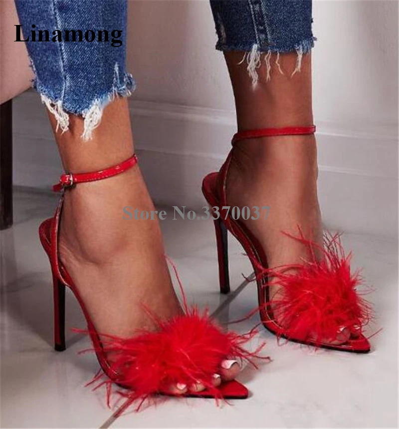 Heels with fur on the front Clearance