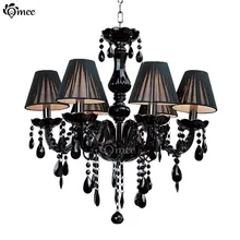 Современные Черные хрустальные светильники, люстра, подвесной светильник для столовой, хрустальные люстры, освещение для гостиной, фойе, E14, светодиодный светильник в виде свечи