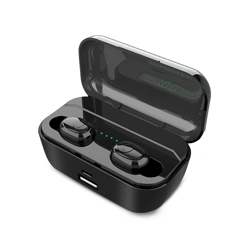 AERBOS Светодиодный дисплей питания наушники Bluetooth V5.0 беспроводные наушники стерео спортивные наушники гарнитура с 3500 мАч Мощность для iPhone - Цвет: Double Black