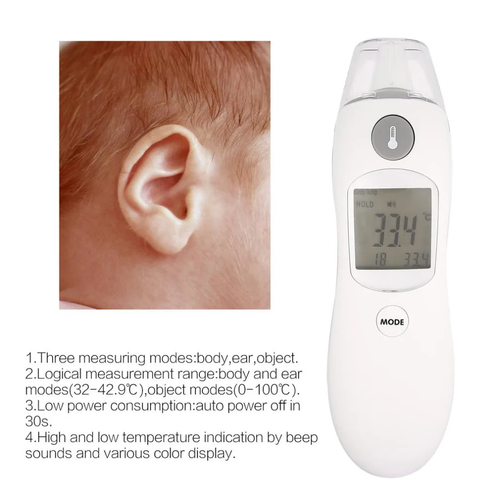 

ZK8809D Digital LCD IR Infrared Laser Thermometer Non-Contact Body Forehead Ear Temperature Measuring Baby Adult Water Room