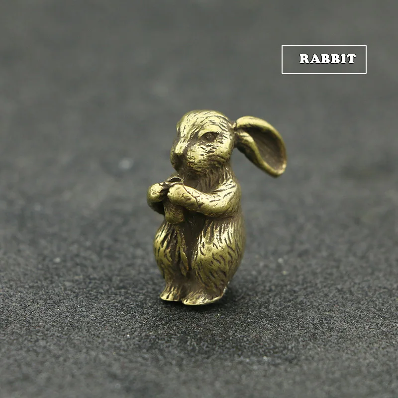 RABBIT Мини милый латунный Китайский Зодиак статуя животных украшение орнамент скульптура ладан держатель домашний офис стол Декор забавная игрушка подарок - Цвет: RABBIT