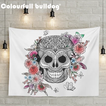 

Moxico Skull Home Decoration Wall Hanging Tapestry Geometry Flower Leaves Hippie Butterfly Tapestry Wall White Teeth Tapisserie