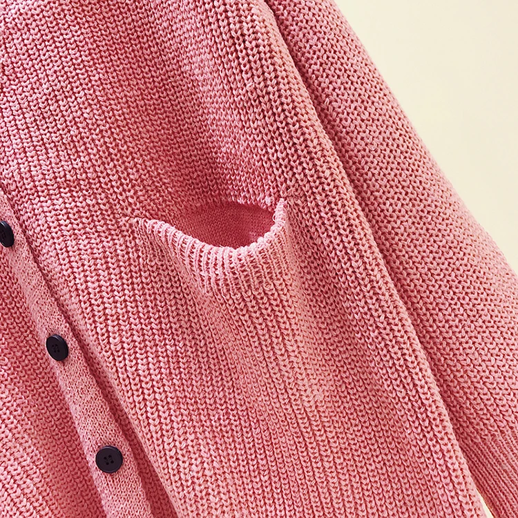 OMCHION Casaco Feminino осенний кардиган с v-образным вырезом и карманами, Женский Повседневный корейский вязаный свитер, пальто, теплый свободный джемпер LP182