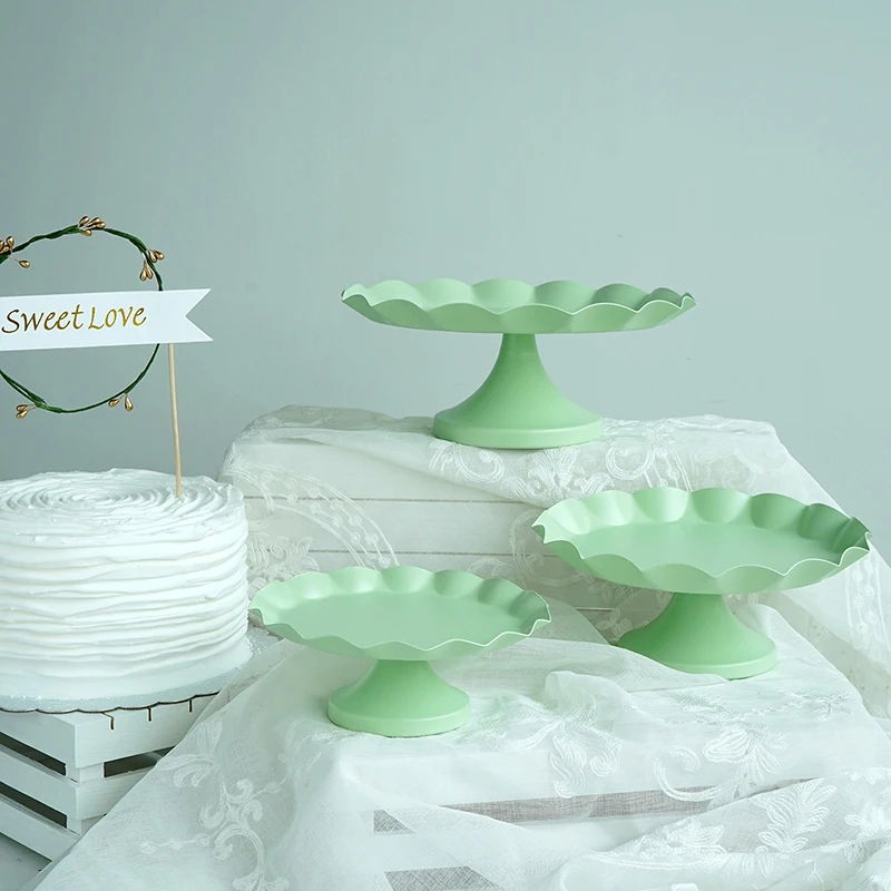 Wave Edge Cake Tray Cupcake Stand Cake Tools Macaroon Green Waterproof Plate Decoration for Party Dessert Table