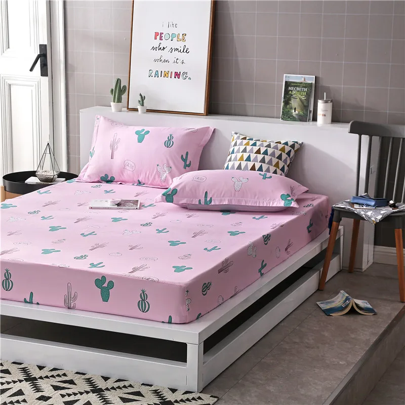 

Cactus Printing Mattress Cover Adult Bed Sheets On Elastic Band Rubber Sheet Double Single Rubber Fitted Sheet47