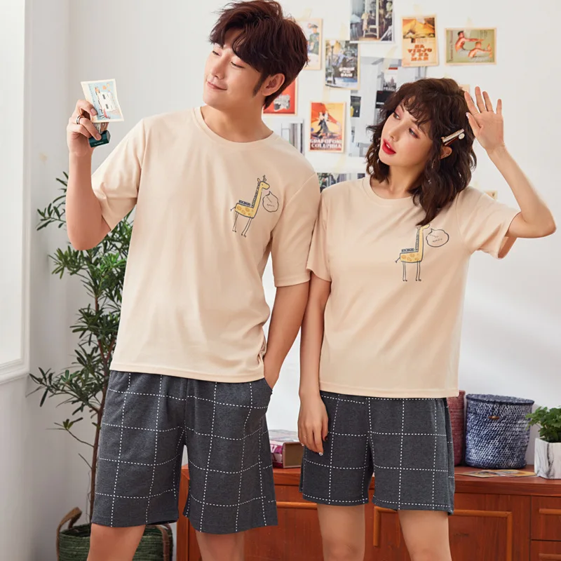 

Summer Home clothes Two sets of printed loose Pajama Women's Shorts Comfortable couple's home Wear Women cotton sleepwear